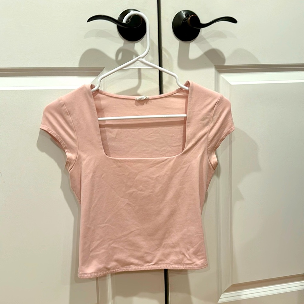 Garage Portia Square Neckline Tee - Chalk Pink
